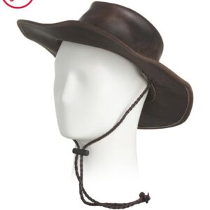 AMERICAN BISON Leather Distressed Western Hat With Rope Detail