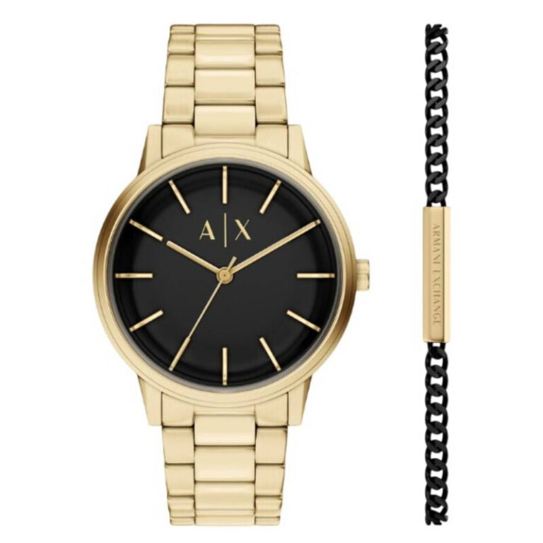 Cayde Quartz Black Dial Men's Watch and Bracelet Set