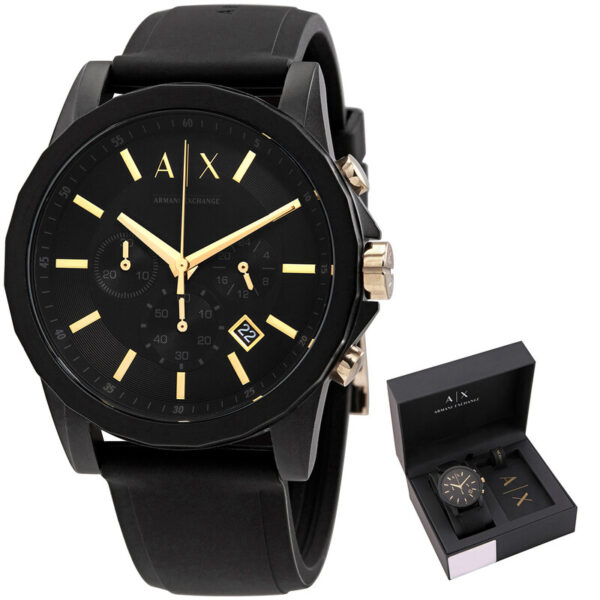 Chronograph Quartz Black Dial Men's Watch And Luggage Tag Gift Set