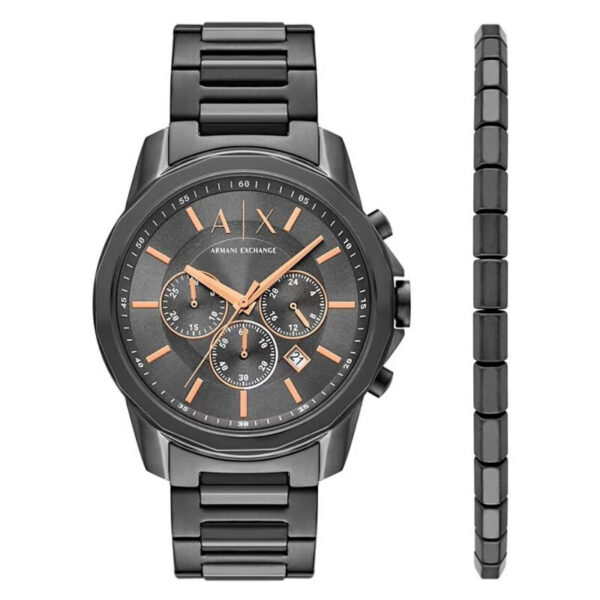 Chronograph Quartz Men's Watch and Bracelet Gift Set