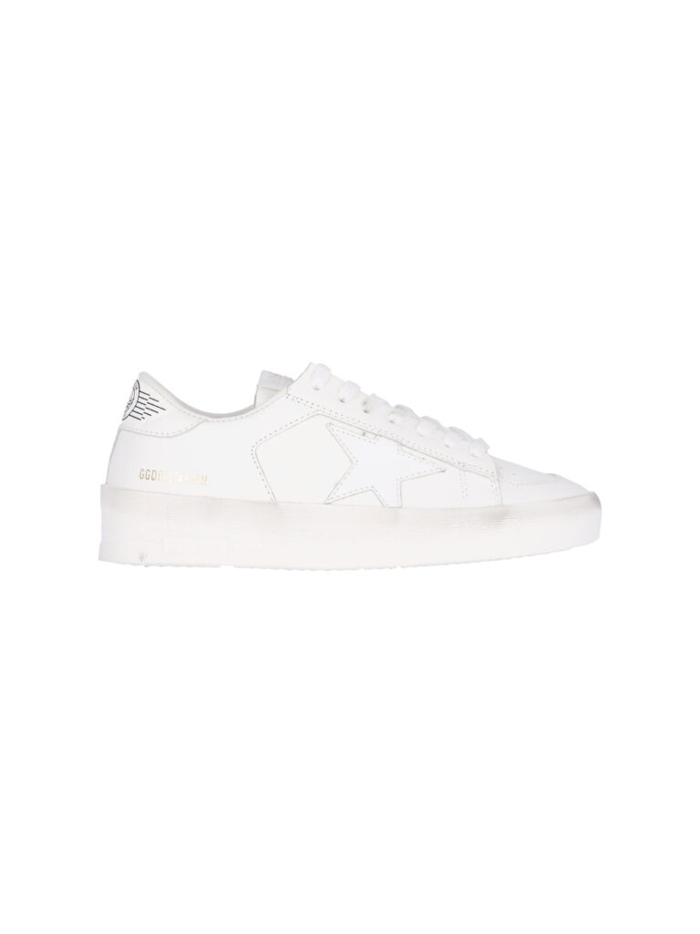 white stardan worn calf leather sneakers