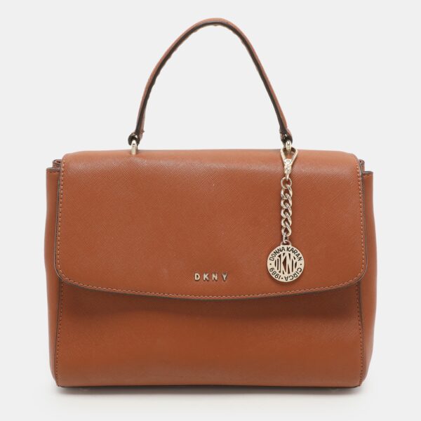 brown leather top handle bag