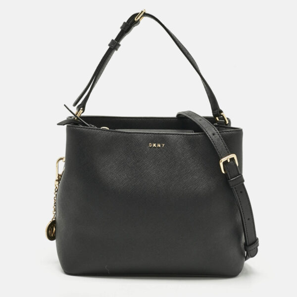 black leather bryant park bucket bag