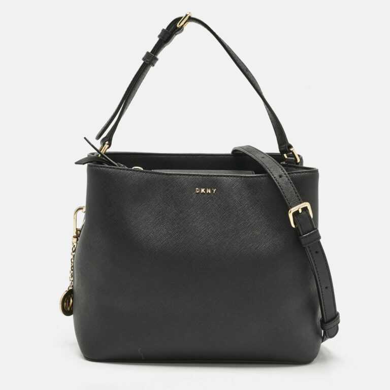 black leather bryant park bucket bag