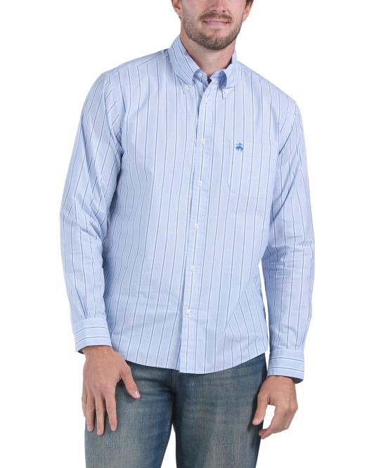 BROOKS BROTHERS Poplin Striped Long Sleeve Shirt