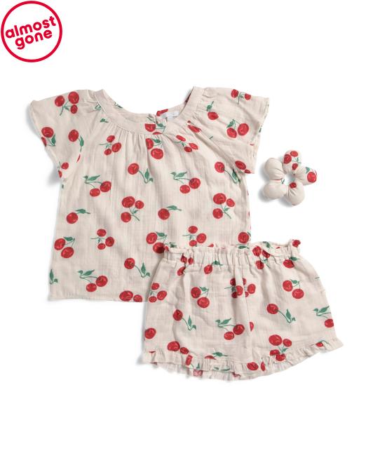 BTWEEN Girls 2pc Printed Top And Shorts Set With Bow