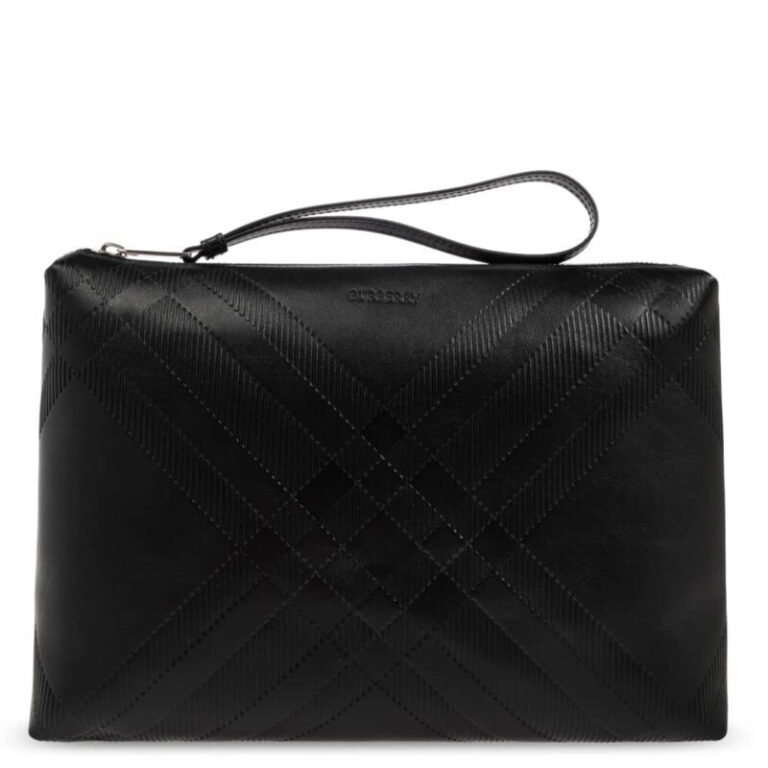 Check Embossed Clutch Bag