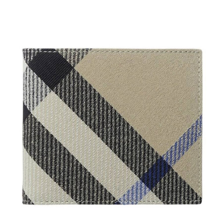 Checked Cotton Blend Bifold Wallet