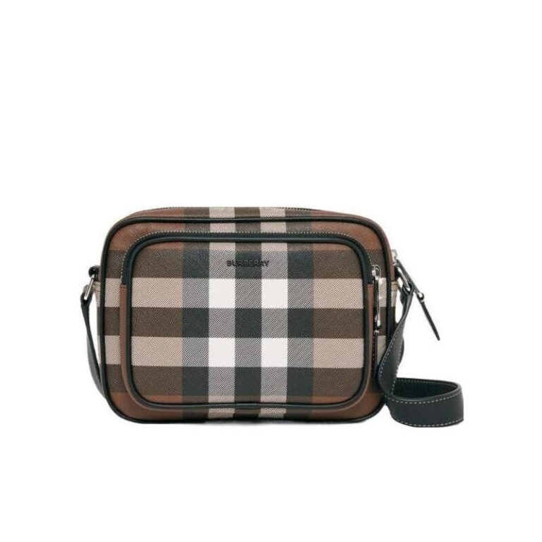Dark Birch Brown Check-Print Compact Messenger Bag