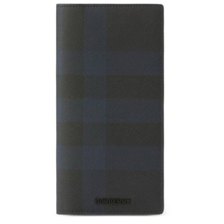 Men's Check Leather Long Wallet