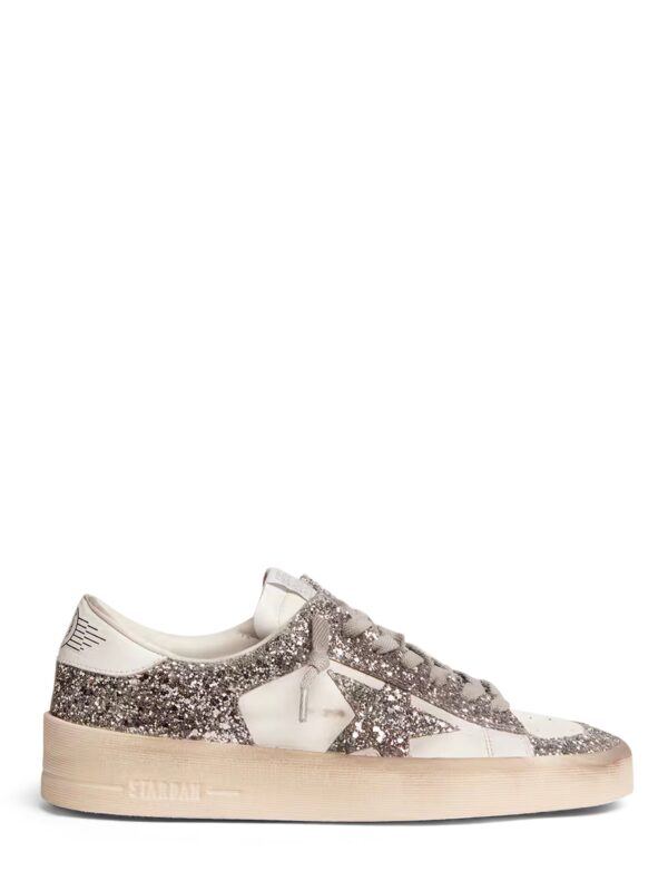 low-top glitter-overlay sneakers with star detail