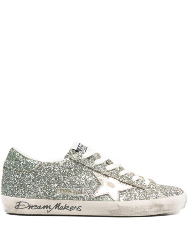 glittery low-top sneakers with textured finish