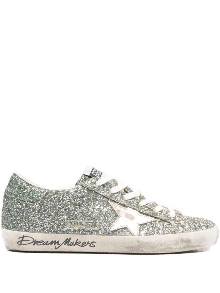 glittery low-top sneakers with textured finish