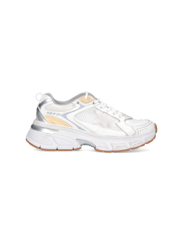 white lightstar leather mesh chunky sneakers