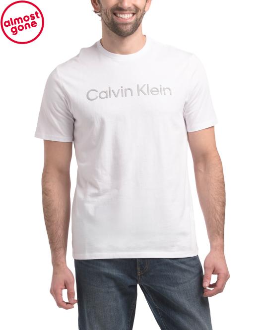 CALVIN KLEIN Short Sleeve Contrast Two Tone Logo Crew Neck Tee