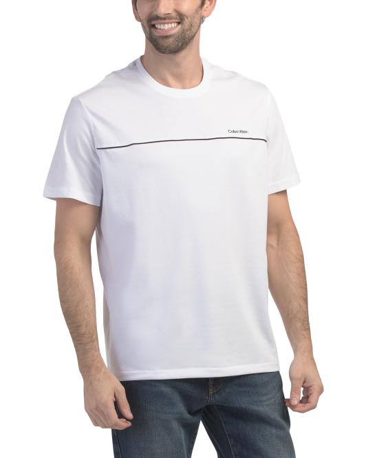 CALVIN KLEIN Short Sleeve Lightly Textured Tee With Contrast Piping