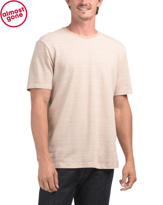 CALVIN KLEIN Short Sleeve Pique Jacquard Crew Neck Tee