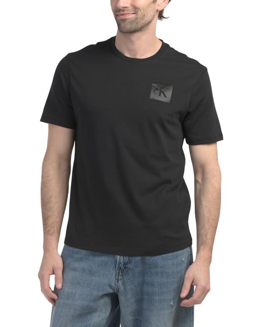 CALVIN KLEIN Short Sleeve Satin Box Monogram Crewneck Tee