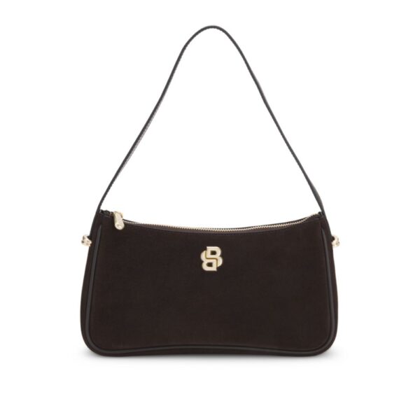 suede shoulder bag with metallic double b monogram