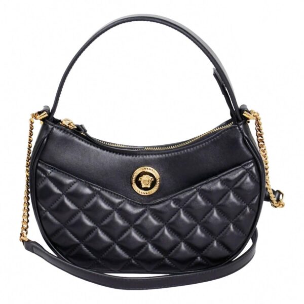 women's la medusa half moon hobo shoulder crossbody bag in black