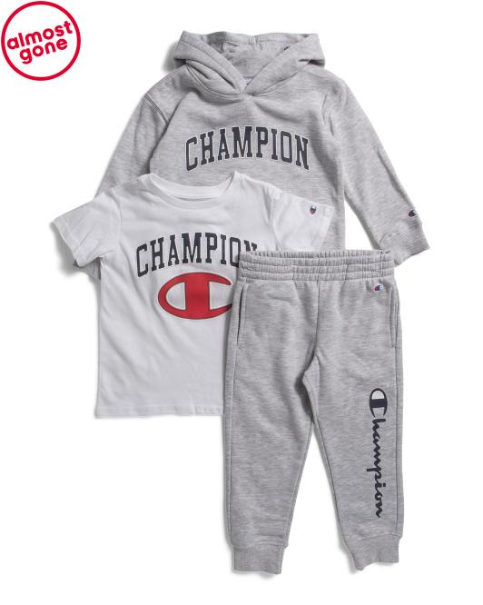 CHAMPION Boys 3pc Tee Hoodie And Joggers Set