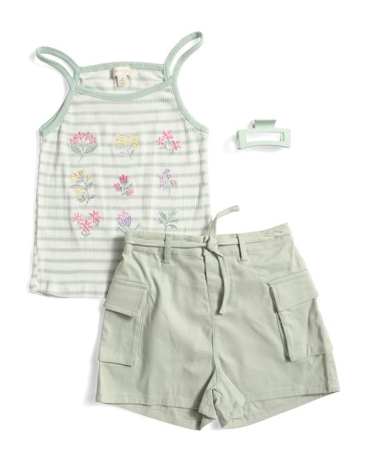 CYNTHIA ROWLEY Girls 2pc Stripe Tank And Shorts Set