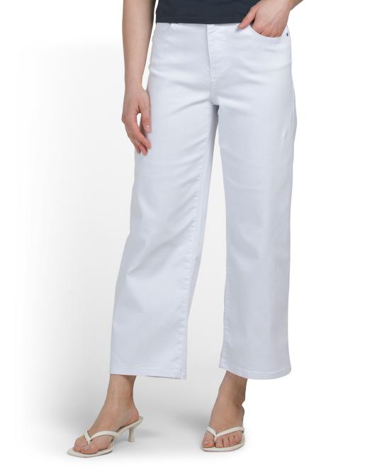 D. JEANS High Rise Twill Wide Ankle Pants