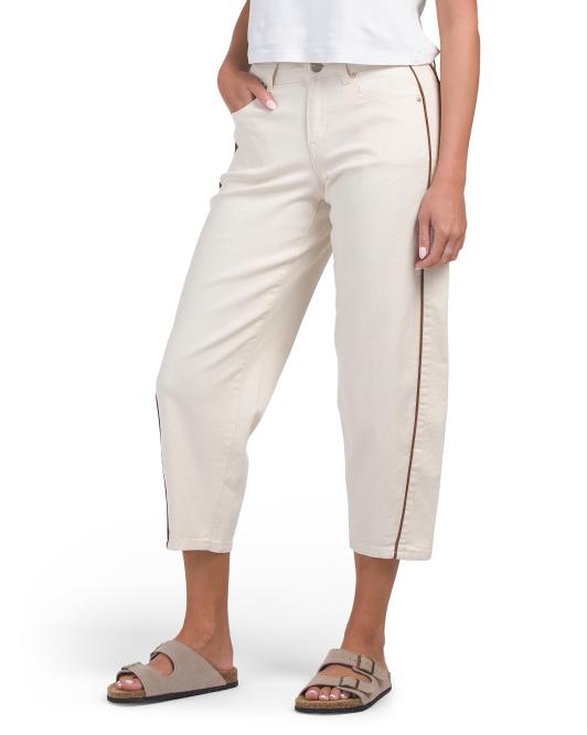 D. JEANS NEW YORK Mid Rise Cropped Barrel Jeans With Contrast Piping