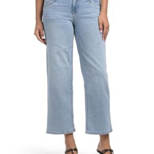 D. JEANS NEW YORK Mid Rise Wide Leg Pantsw With Pocket Seams