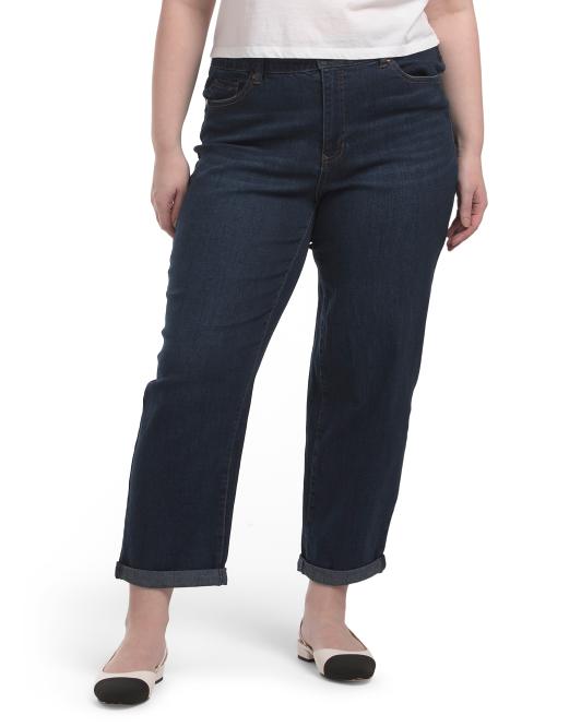 D. JEANS NEW YORK Plus Comfort Waist Vintage Rolled Straight Ankle Jeans