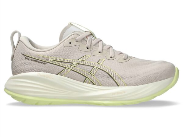 women's gel-cumulus 27 running shoes in mineral beige/huddle yellow