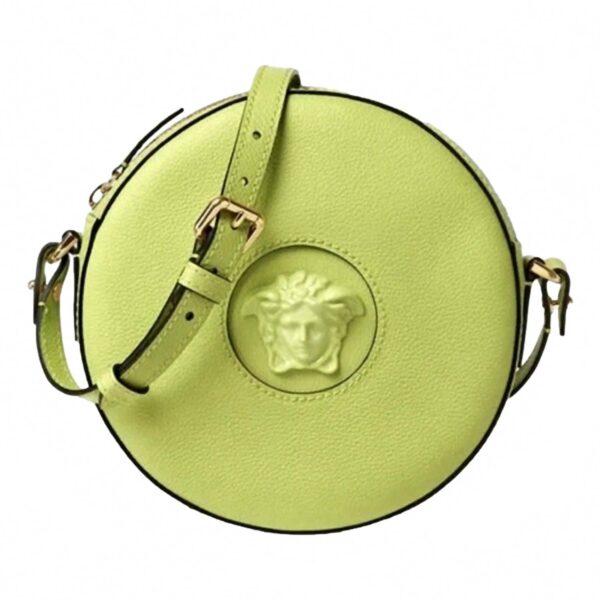 women's la medusa disco round crossbody bag in lime green