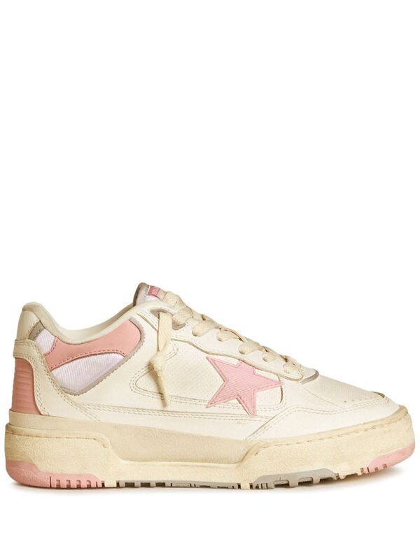 white leather sneakers
