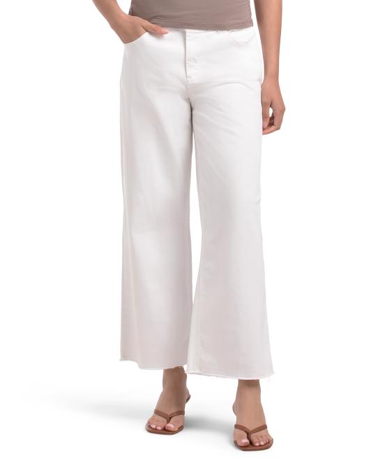 DEMOCRACY Ab Tech High Rise Wide Leg Jeans With Frayed Hem