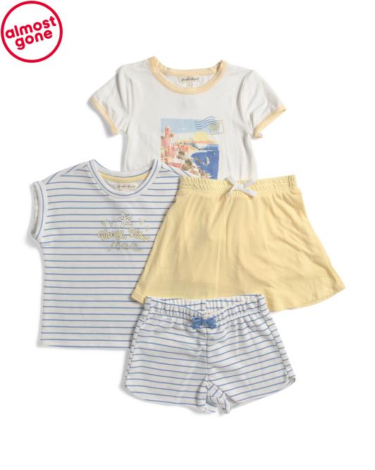 DEREK HEART Girls 4pc Tees Shorts And Skort Set