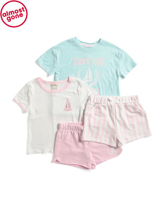 DEREK HEART Girls 4pc Tops And Shorts Set