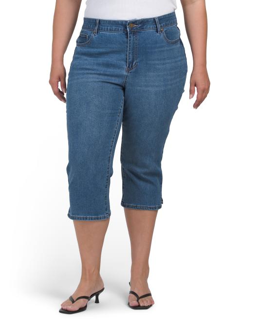 DJEANS Plus Comfort Waist Fit Solution Pedal Pusher Jeans