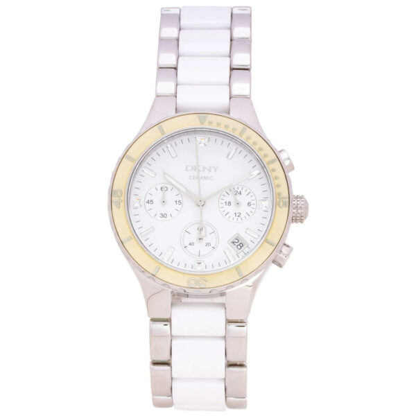 Chronograph Wite Dial Steel and Ceramic Bracelet Ladies Watch