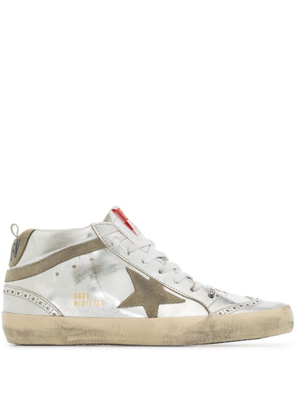 metallic silver silk and nylon sneakers