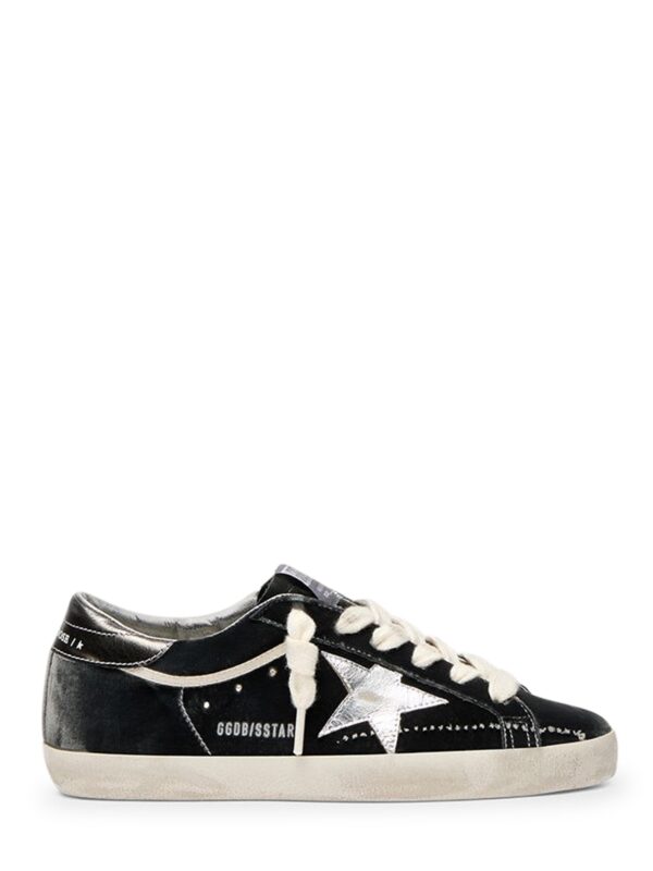 low-top velvet sneakers with laminated star detail