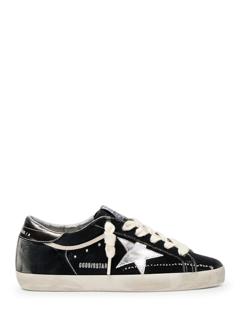low-top velvet sneakers with laminated star detail