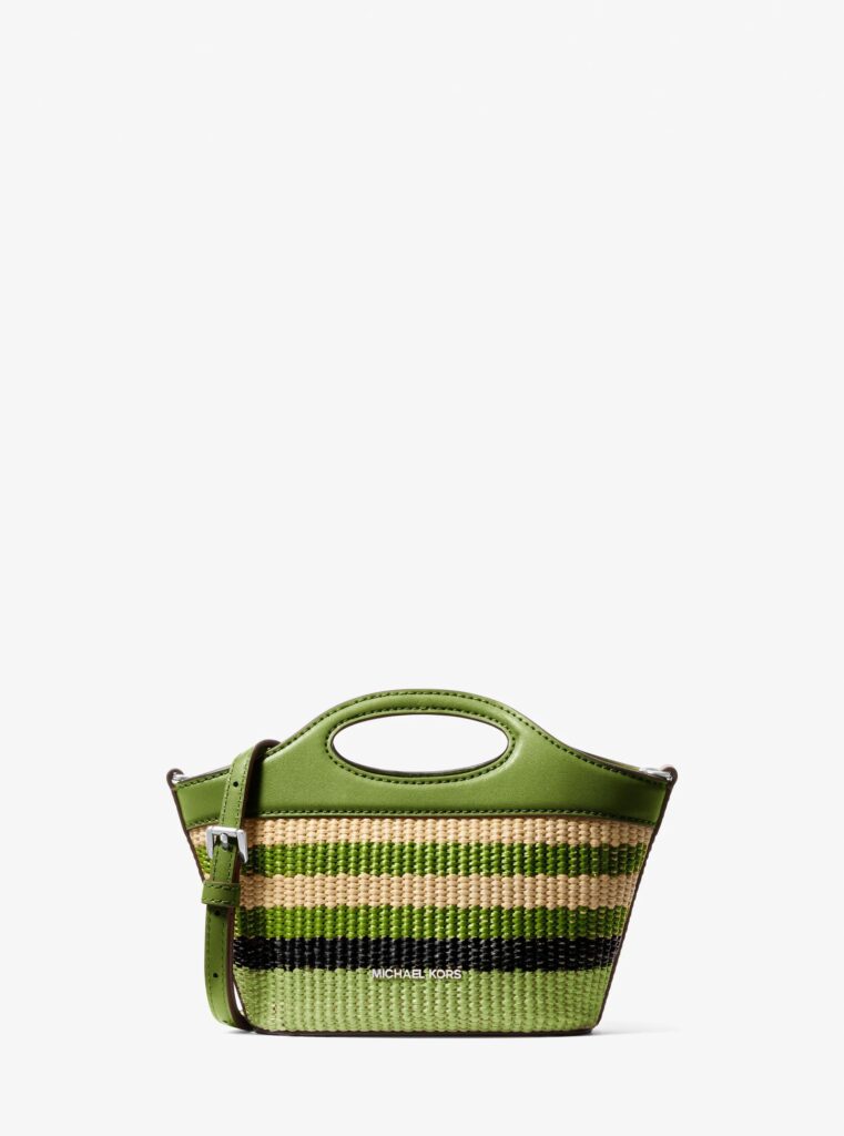tatum small striped woven crossbody bag