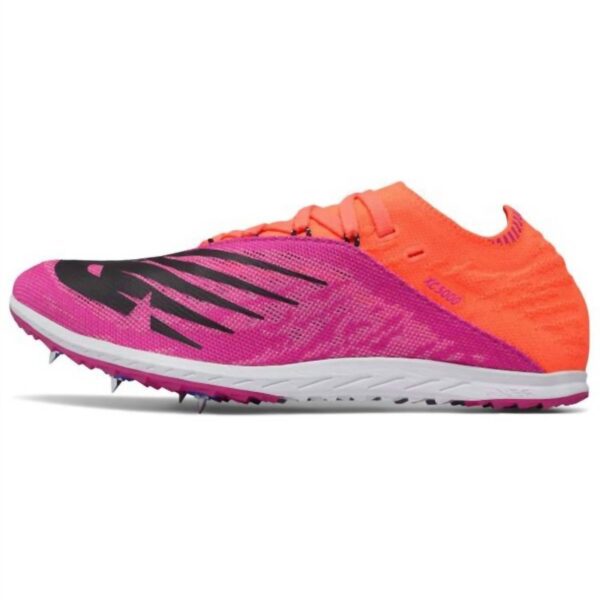 women's track spike shoes in purple/orange/black