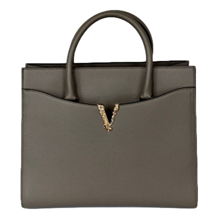 women's virtus calfskin leather medium top handle tote bag in taupe grey