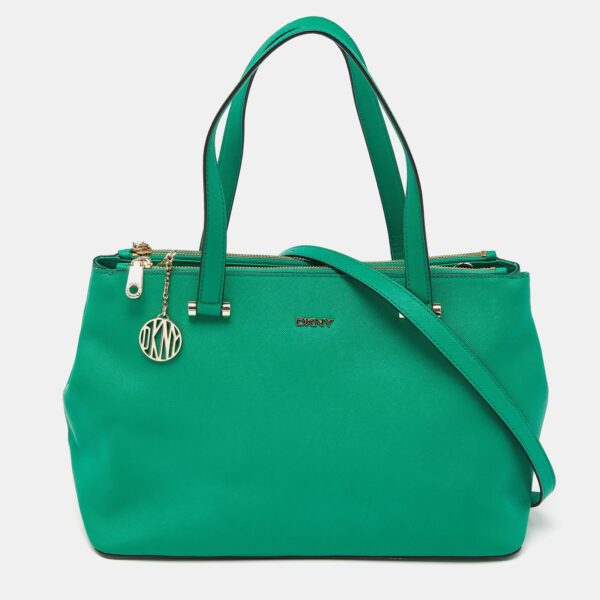 green leather bryant park double zip tote