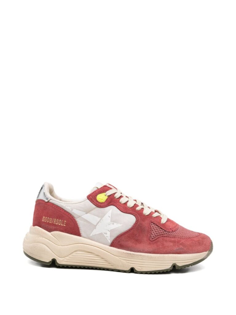 silk and nylon perforated leather sneakers