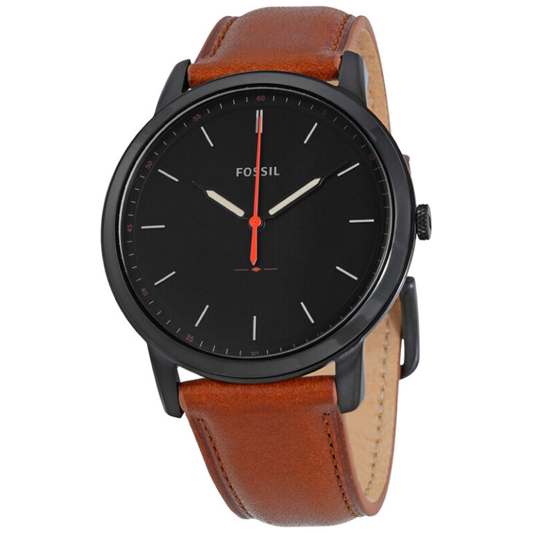 Minimalist Black Dial Brown Leather Men's Watch