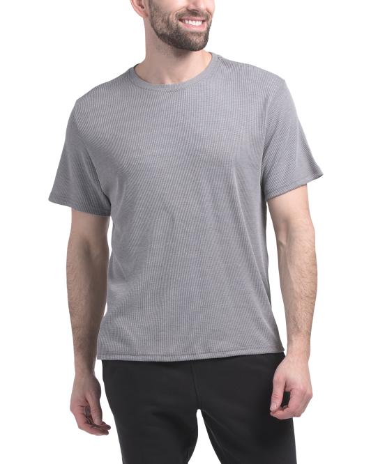 FRYE Short Sleeve Waffle Knit Crew Neck Top