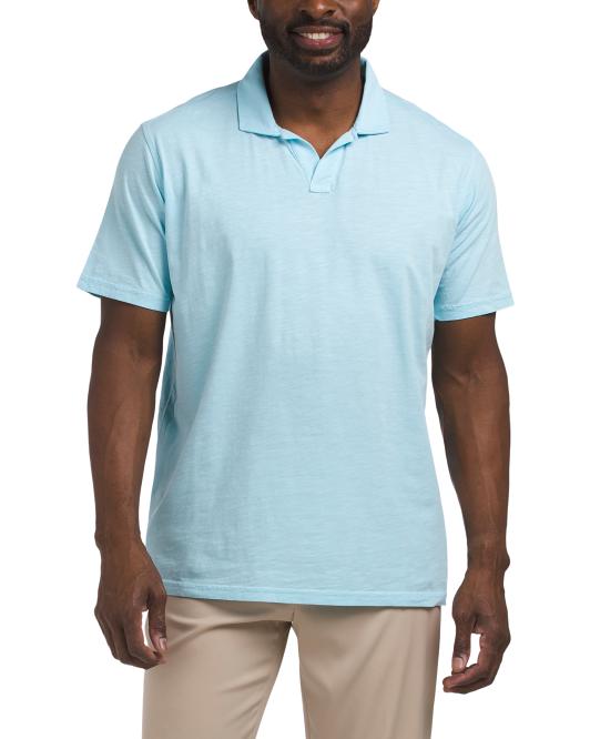 GREYSON Alpha Slub Knit Johnny Collar Polo