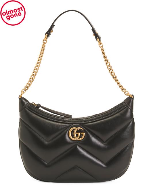 GUCCI Made In Italy Leather G G Marmont Shoulder Bag